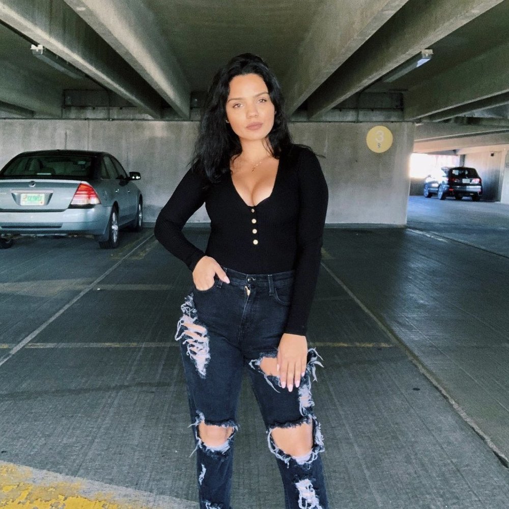 LoveLA Brenda Snap Button Long Sleeve V-Neck Bodysuit Size S - Picture 3 of 7